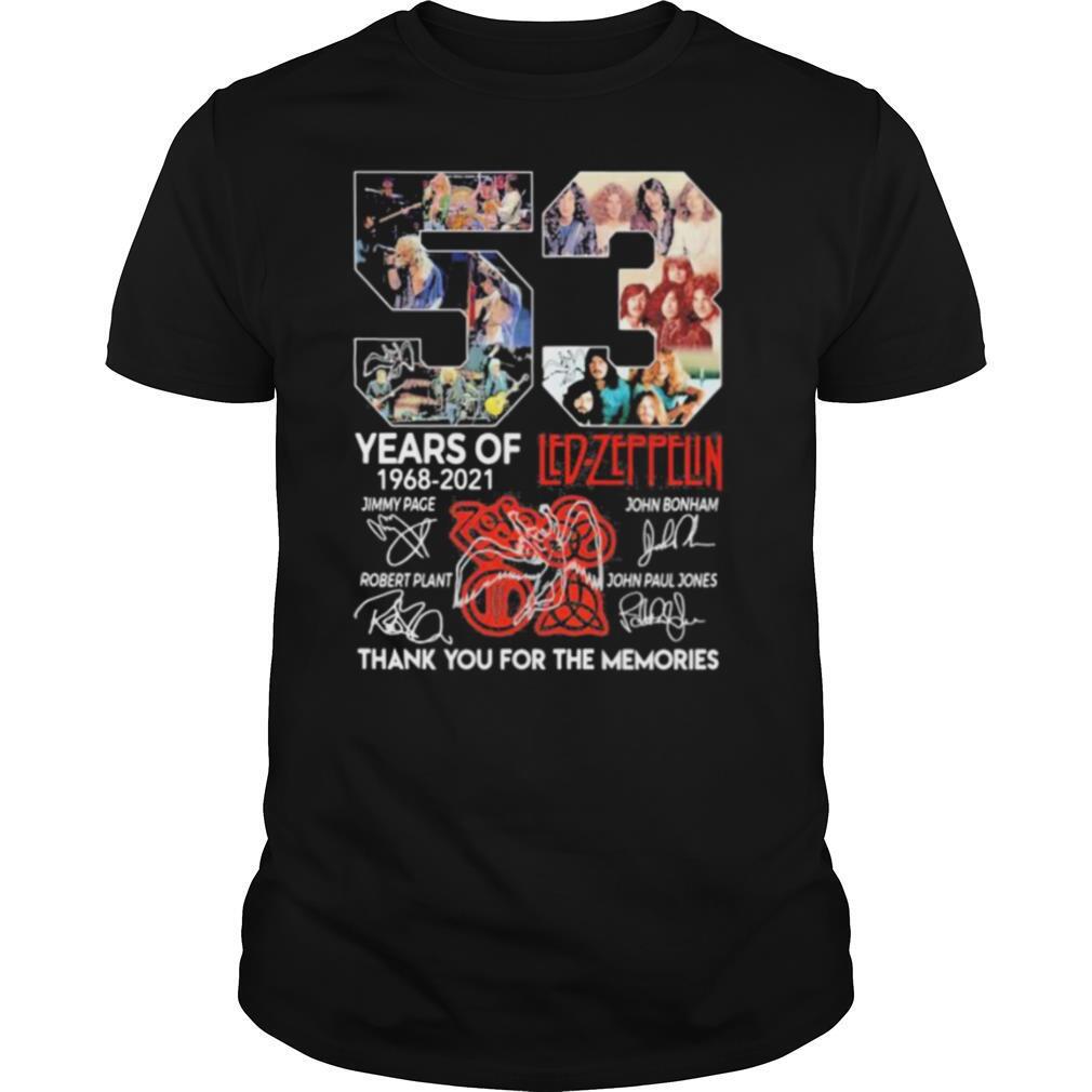 53 Years Of Led Zeppflin 1968 2021 Thank You For The Memories Signuature shirt
