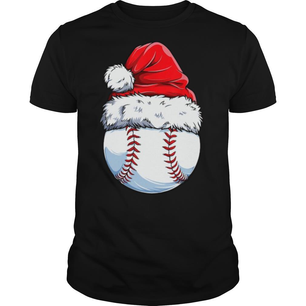 Baseball Santa hat Christmas shirt