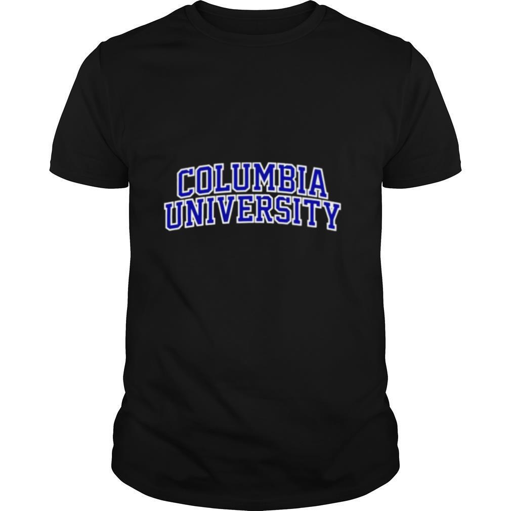 Columbia University blue text shirt