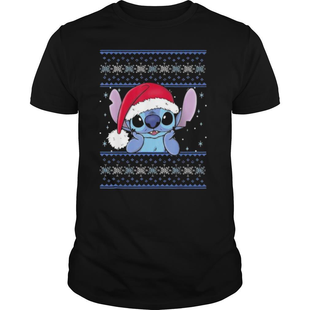 Cute Stitch Wear Hat Santa Clause Xmas shirt