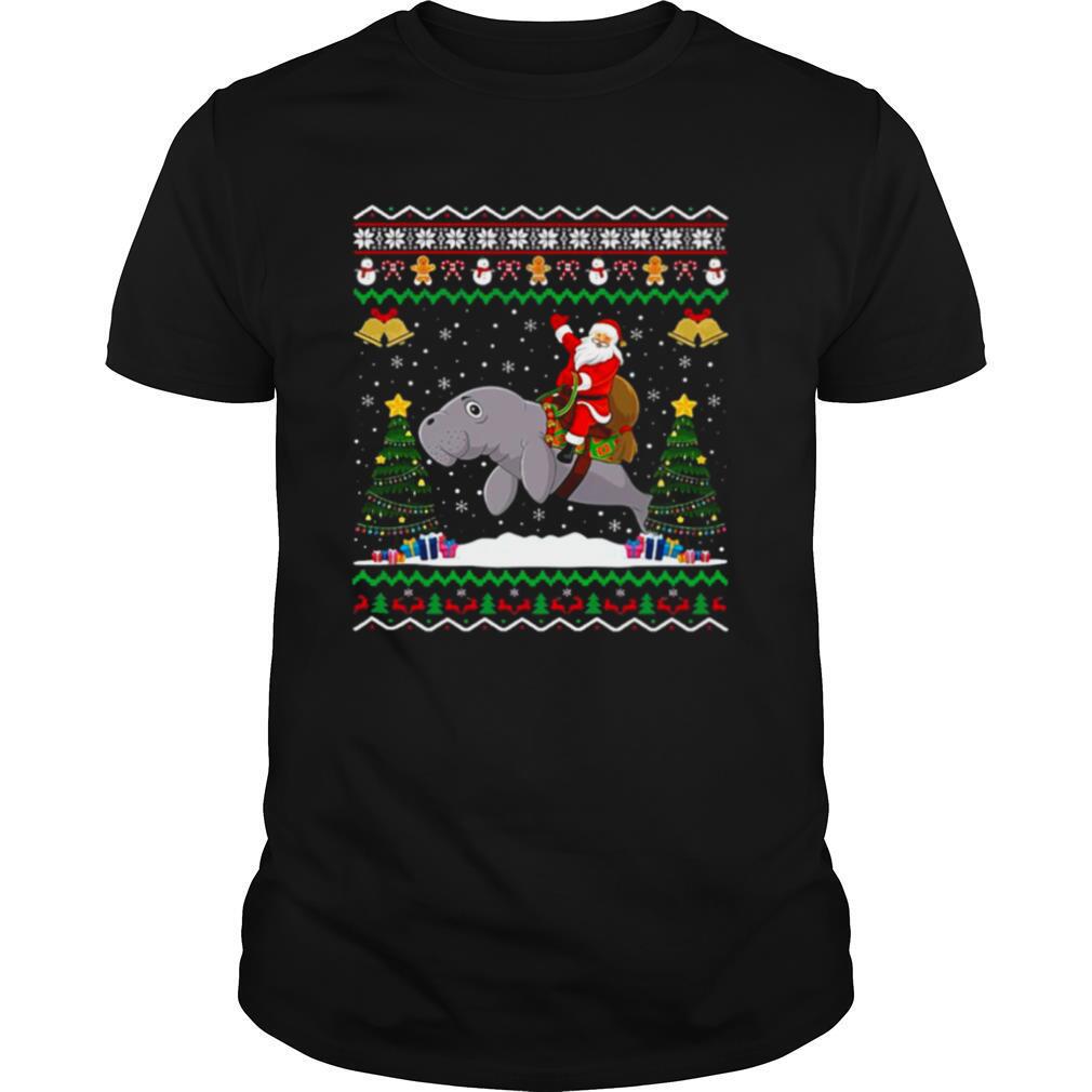 Dolphin Ugly Xmas Gift Santa Riding Dolphin Christmas shirt