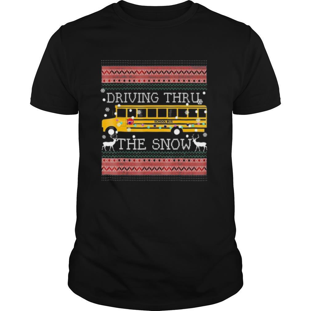 Driving Thru The Snow School Bus Ugly Christmas shirt