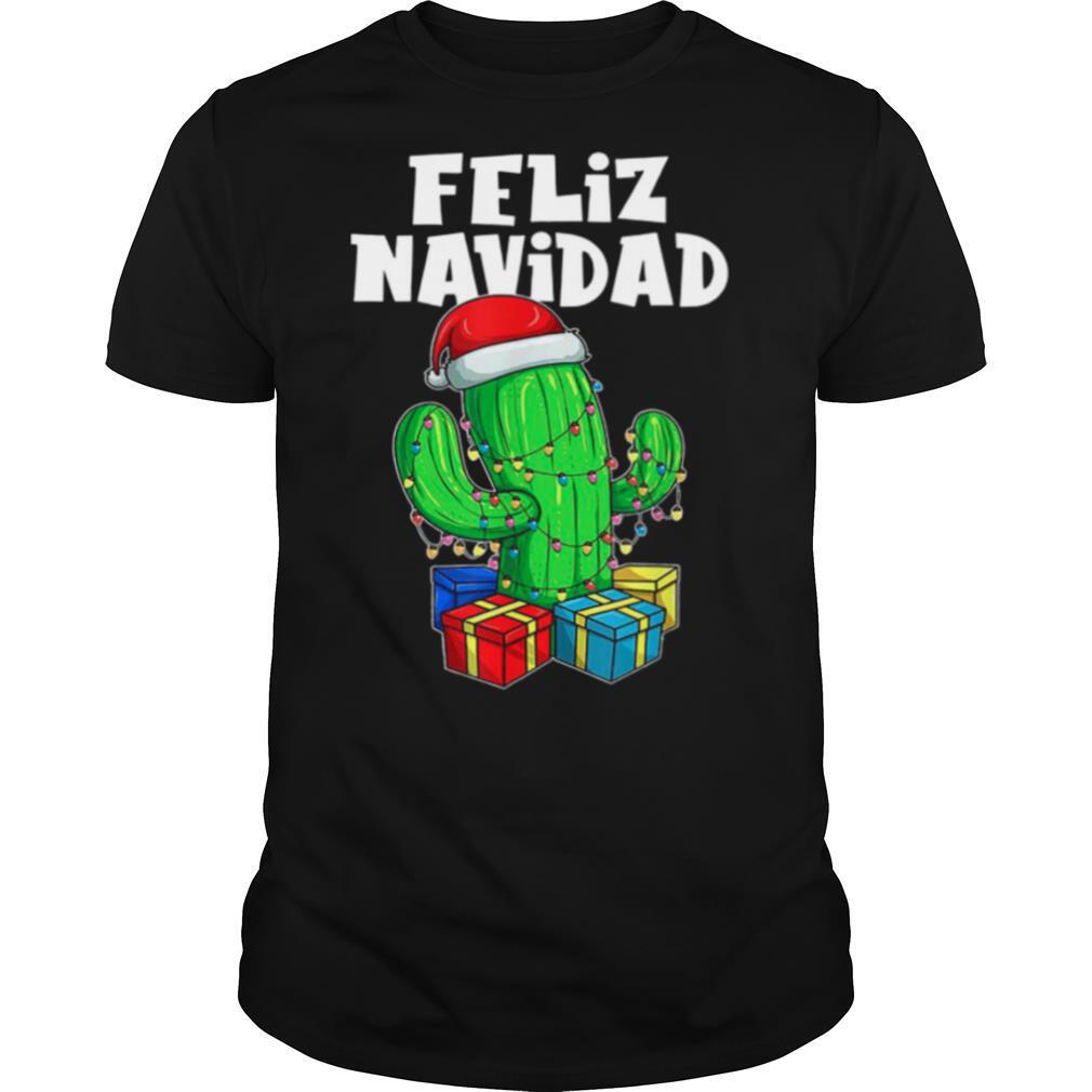 Funny Feliz Navidad Cactus Tree  Lights Spanish Pajama Christmas shirt