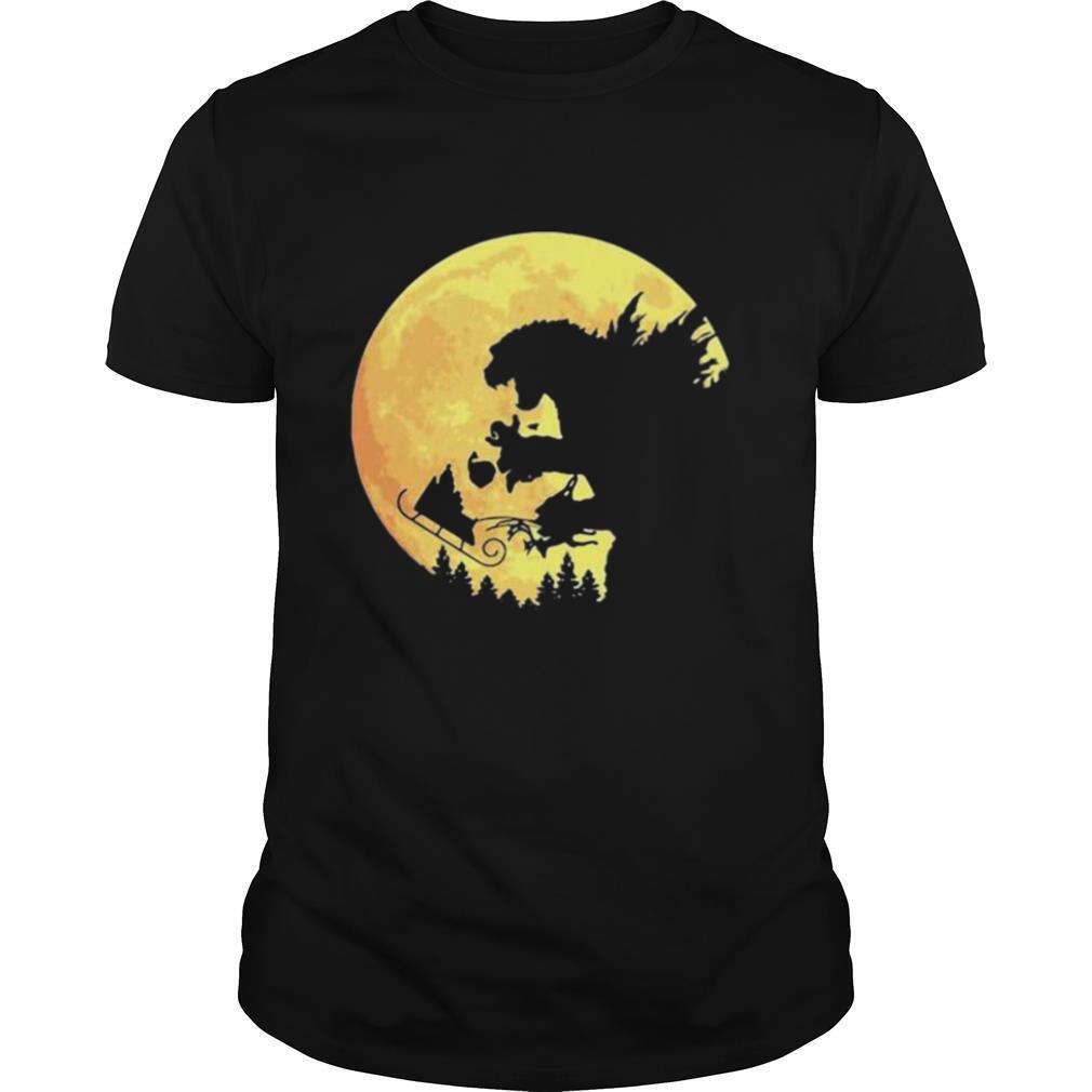 Godzilla Santa and moon shirt