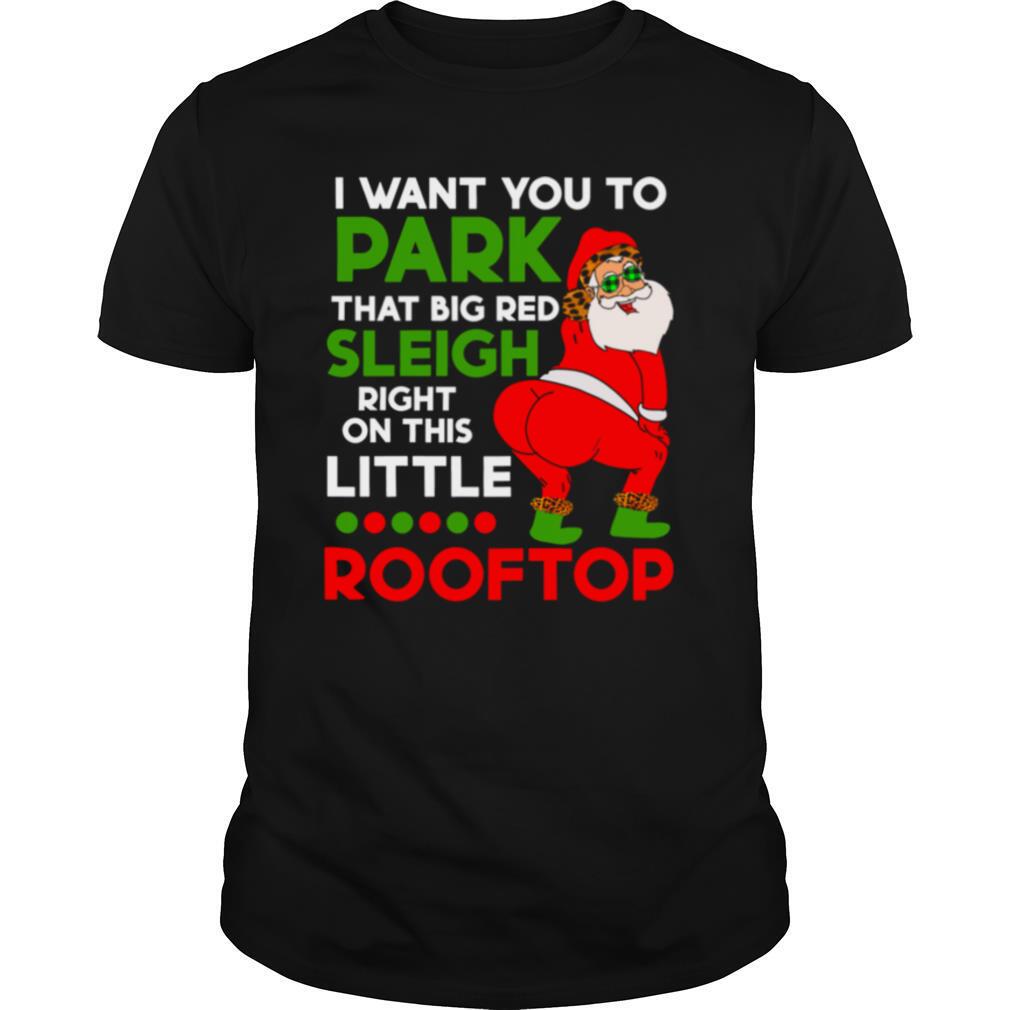 I Want You To Park That Big Red Sleigh Right On This Little Rooftop Christmas Holiday Santa shirt