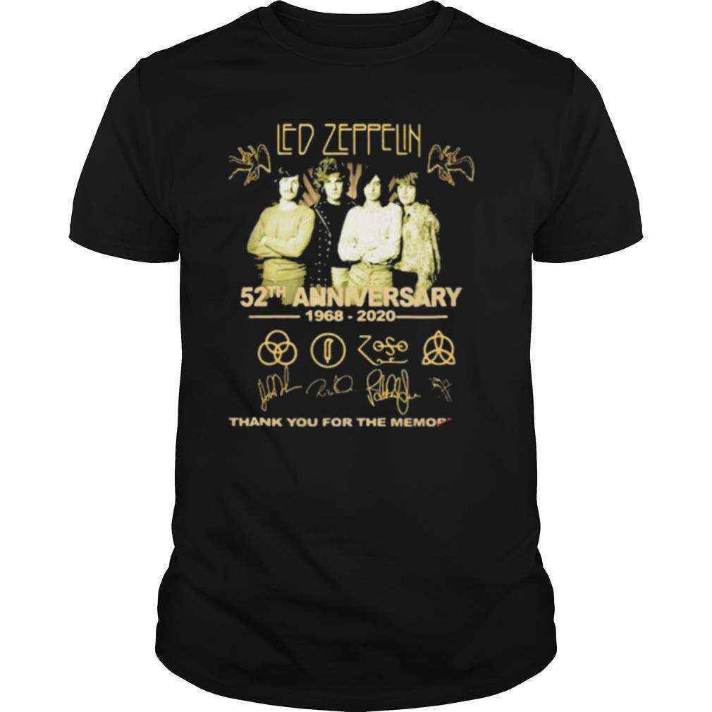Led Zeppelin 52th Anniversary 1968 2020 Thank You For The Memories Signuature shirt