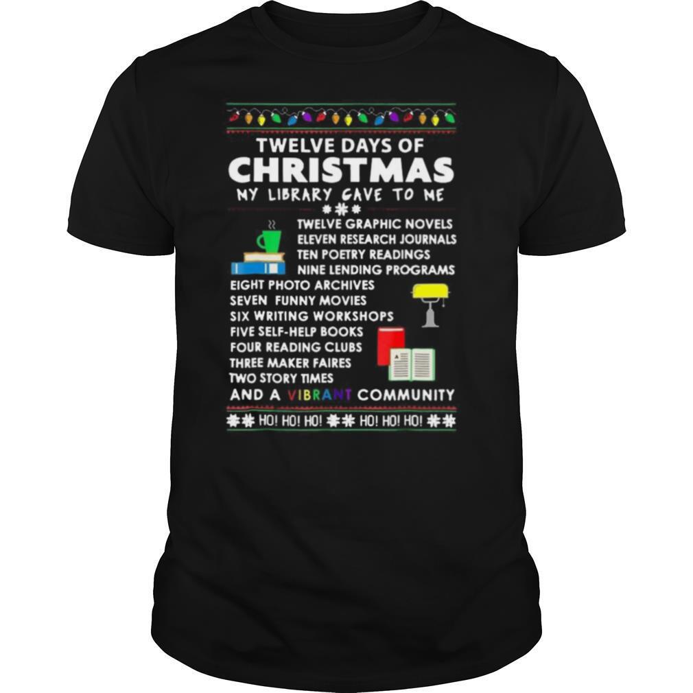 Librarian Christmas Tshirt 12 Days Of Christmas Library Song shirt