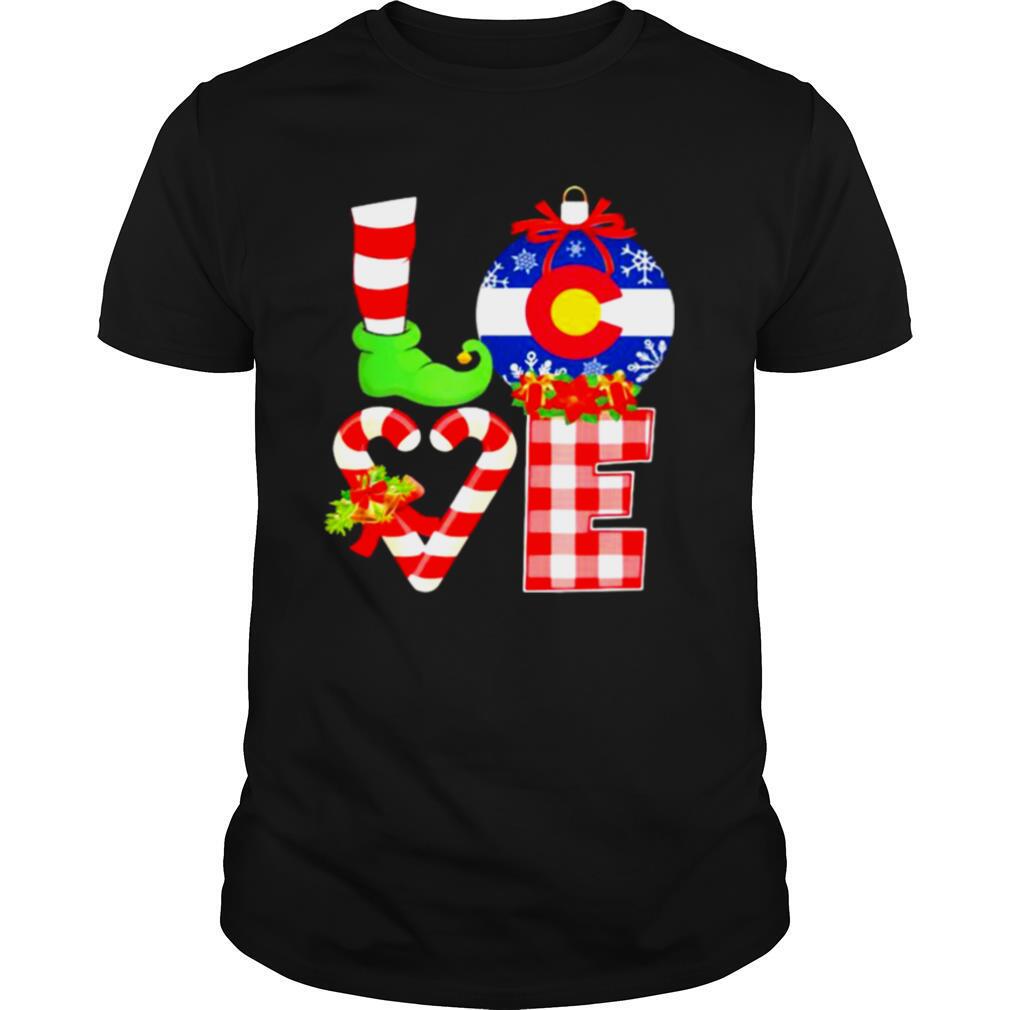 Love Flag Of Colorado Elf Pajama Christmas shirt