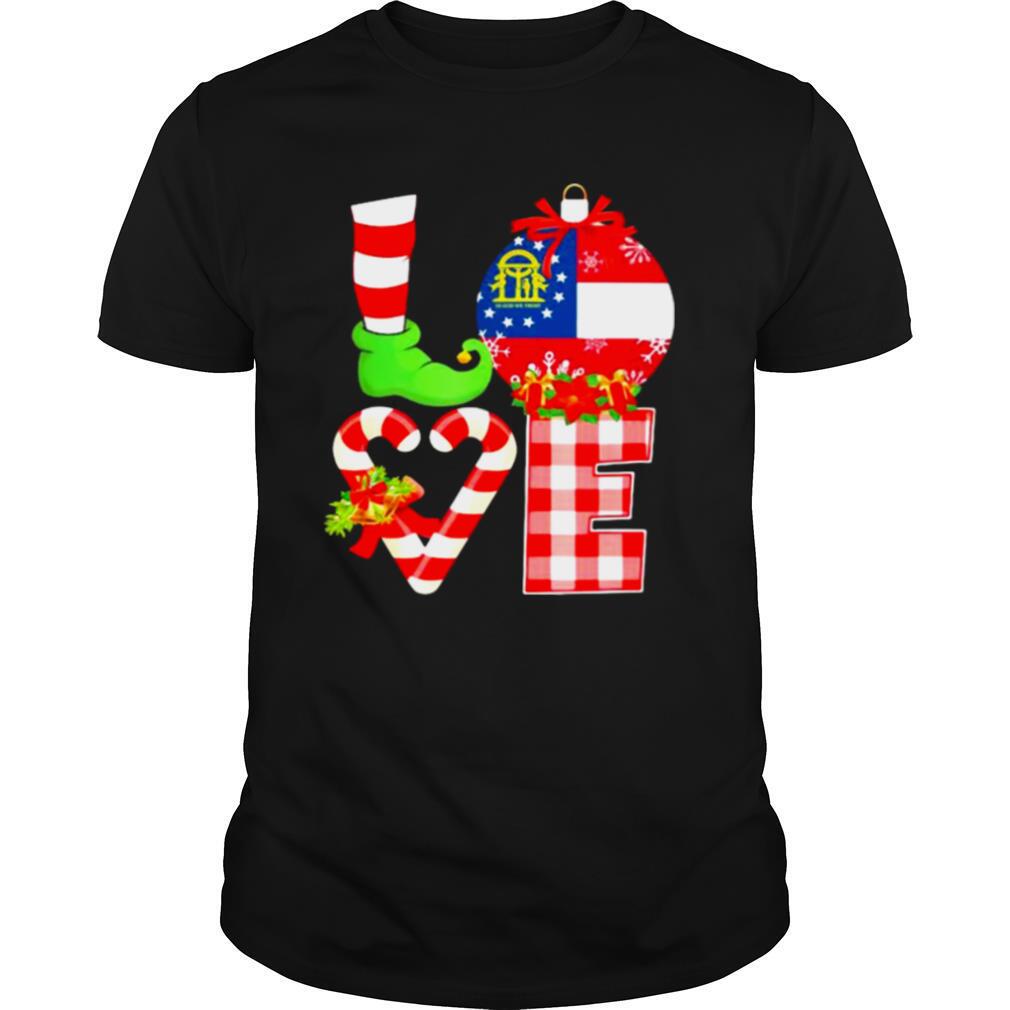 Love Georgia State Flag Vector Elf Pajama Christmas shirt