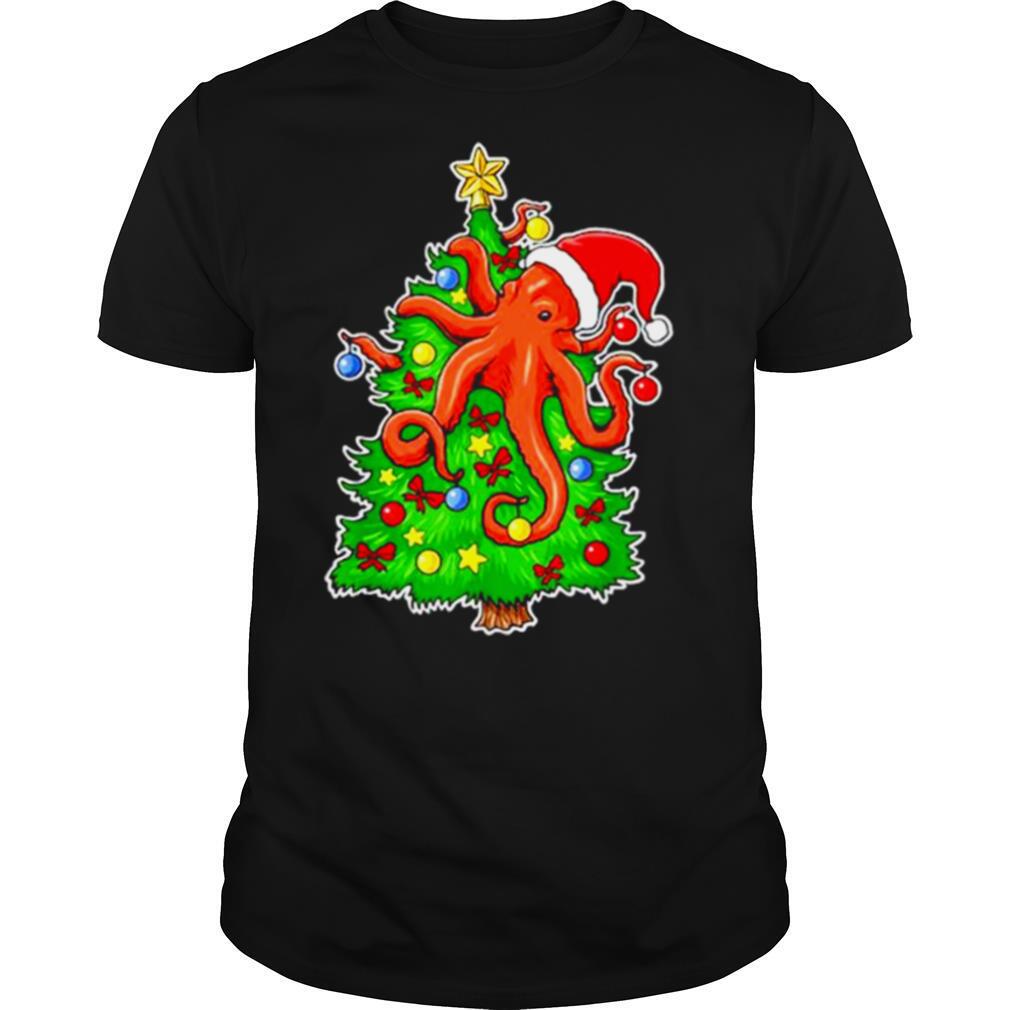Octopus Santa Hat Christmas Tree shirt