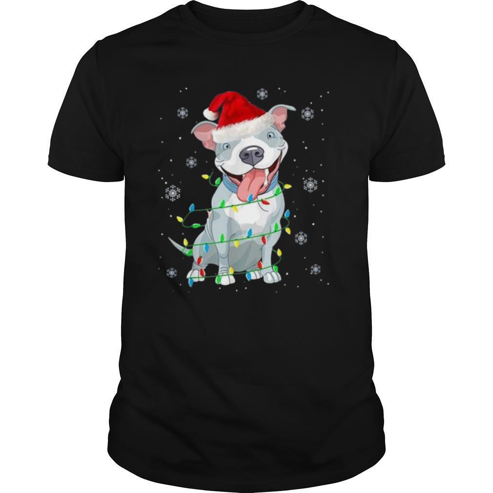 Pitbull Santa Light Merry Christmas shirt