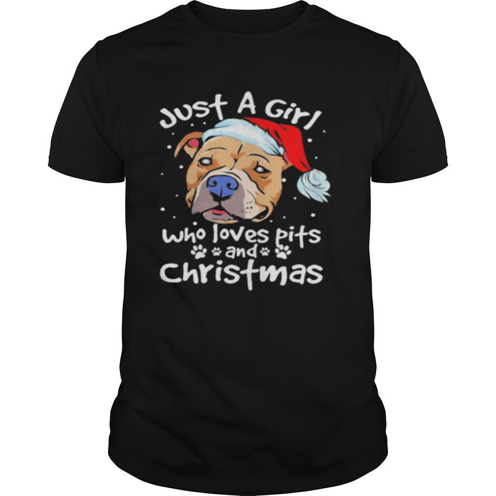 Pitbull Santa just a girl who loves pets and christmas shirt