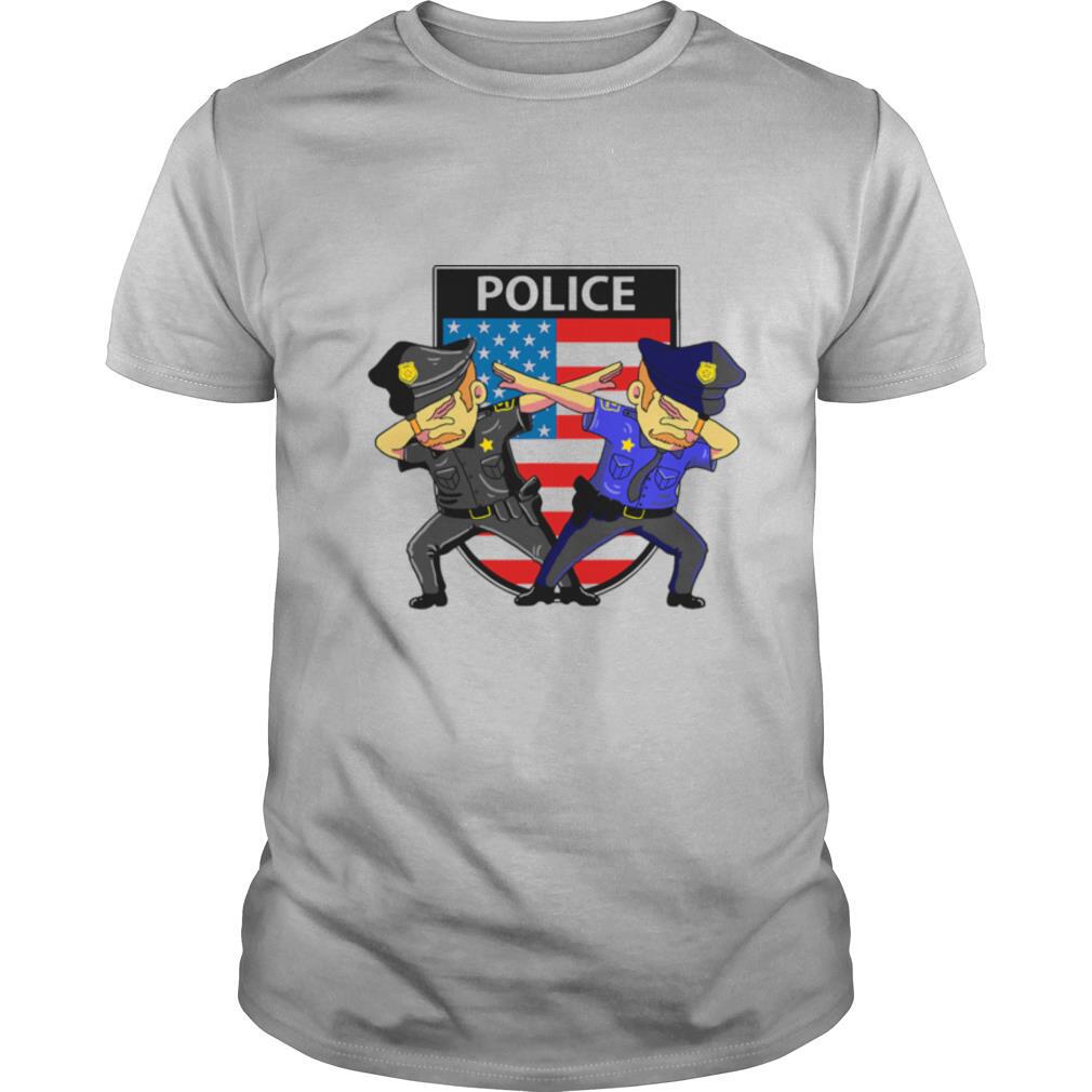 Police Cute Dabbing Police Mens American Flag shirt
