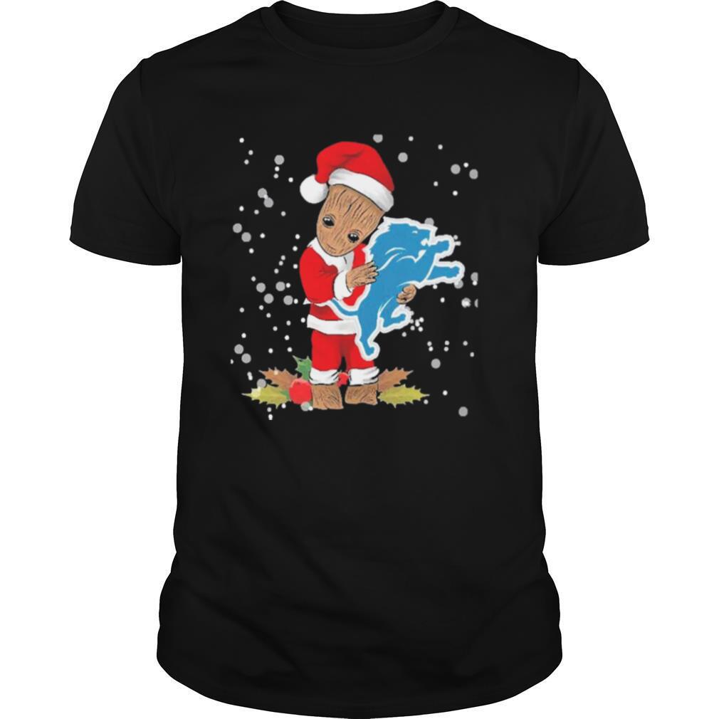 Santa Baby Groot Hug Detroit Lions Christmas shirt