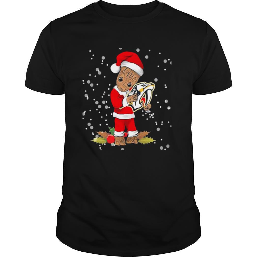 Santa Baby Groot Hug Nashville Predators Christmas shirt