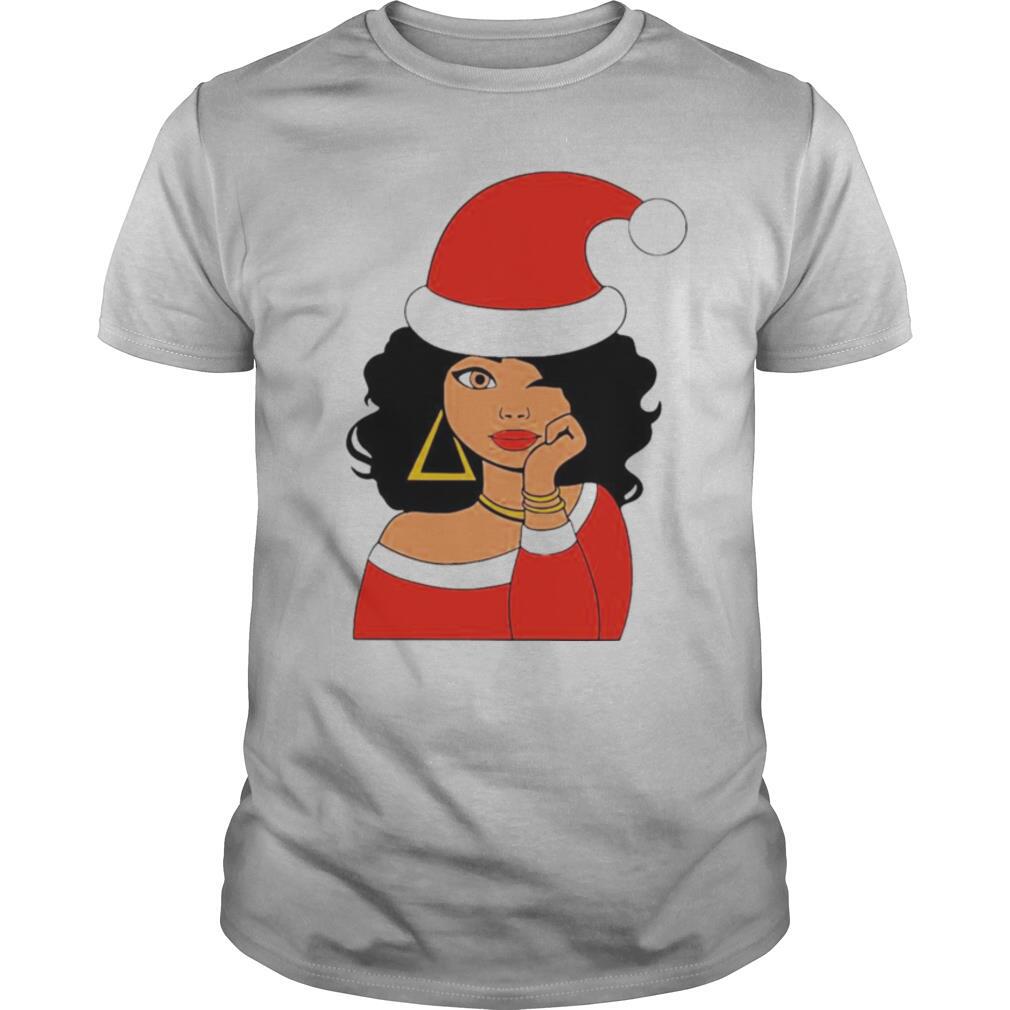 Santa Black Girl Afro Merry Christmas shirt