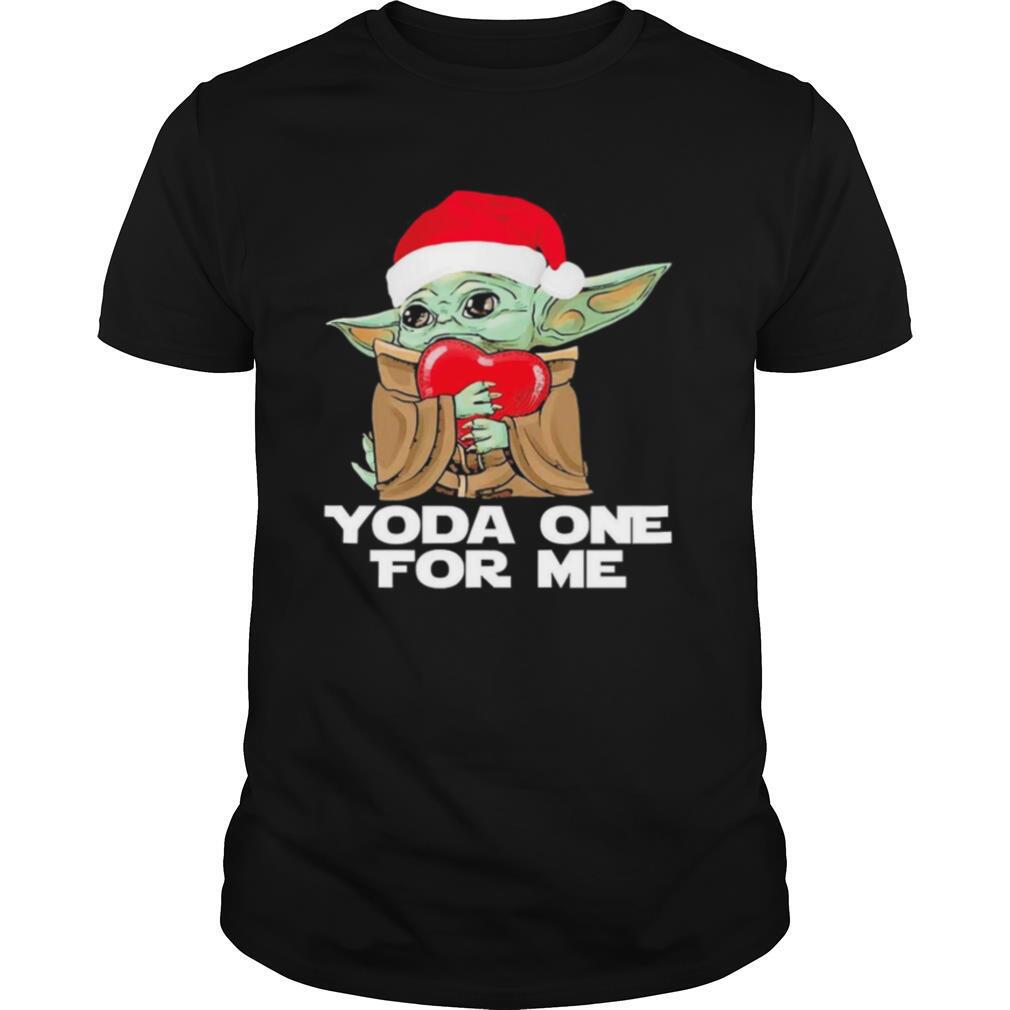 Santa Yoda hug heart Yoda one for Me Christmas shirt