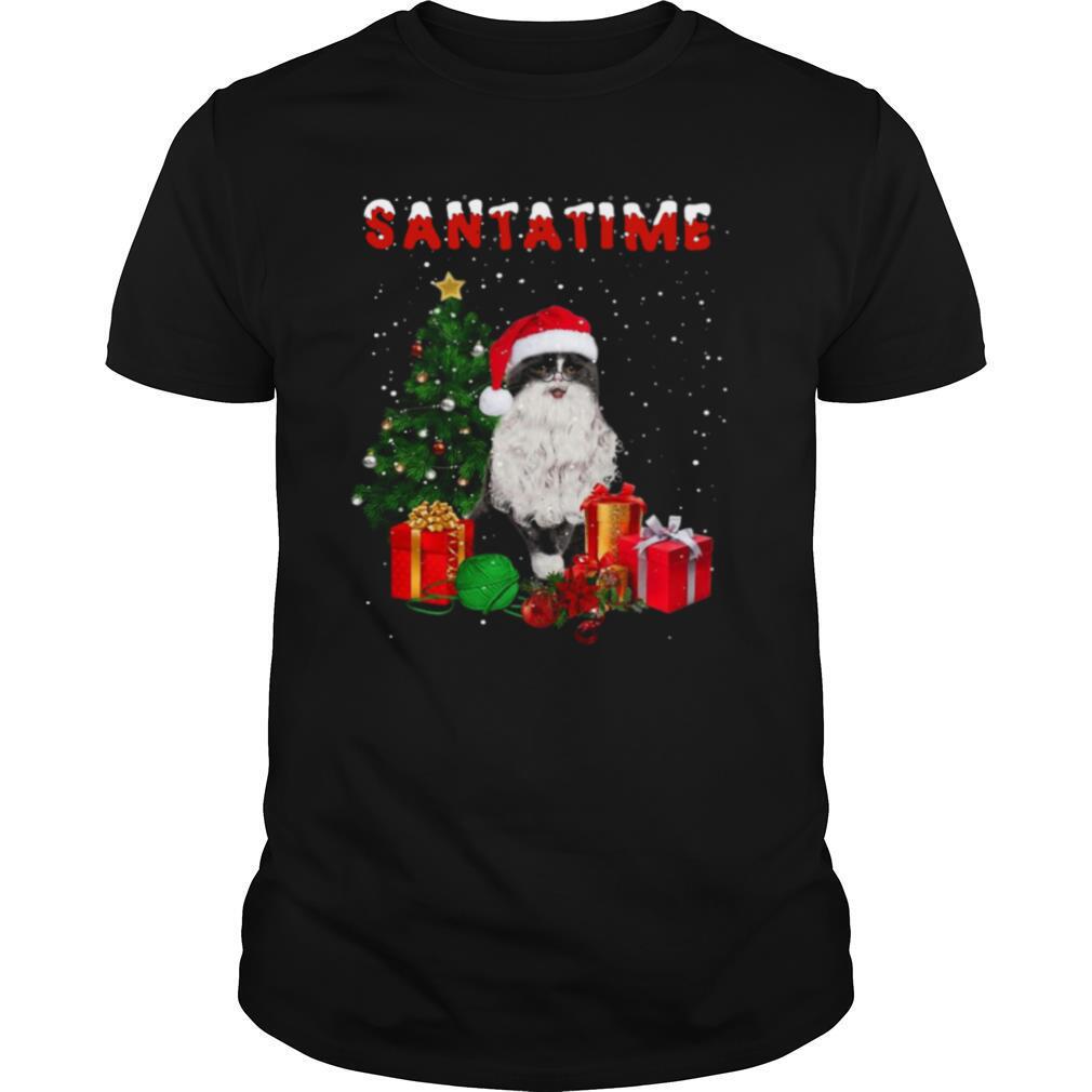 Santatime Cat Merry Christmas Tree Gift shirt
