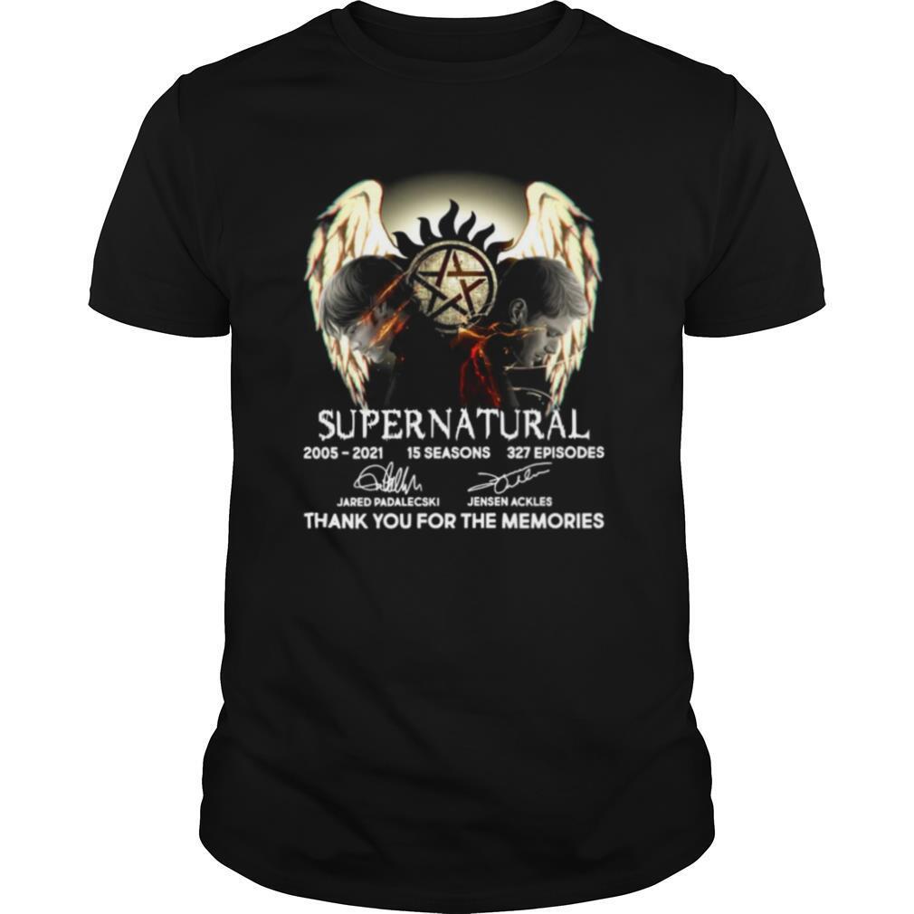 Supernatural 2005 2021 15 Seasons 327 Episodes Thank You For The Memories Signatures shirt