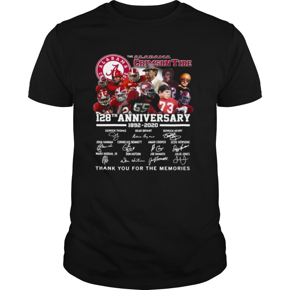 The Alabama Crimson Tide 128th Anniversary 1892 2020 Thank You For The Memories Signatures shirt