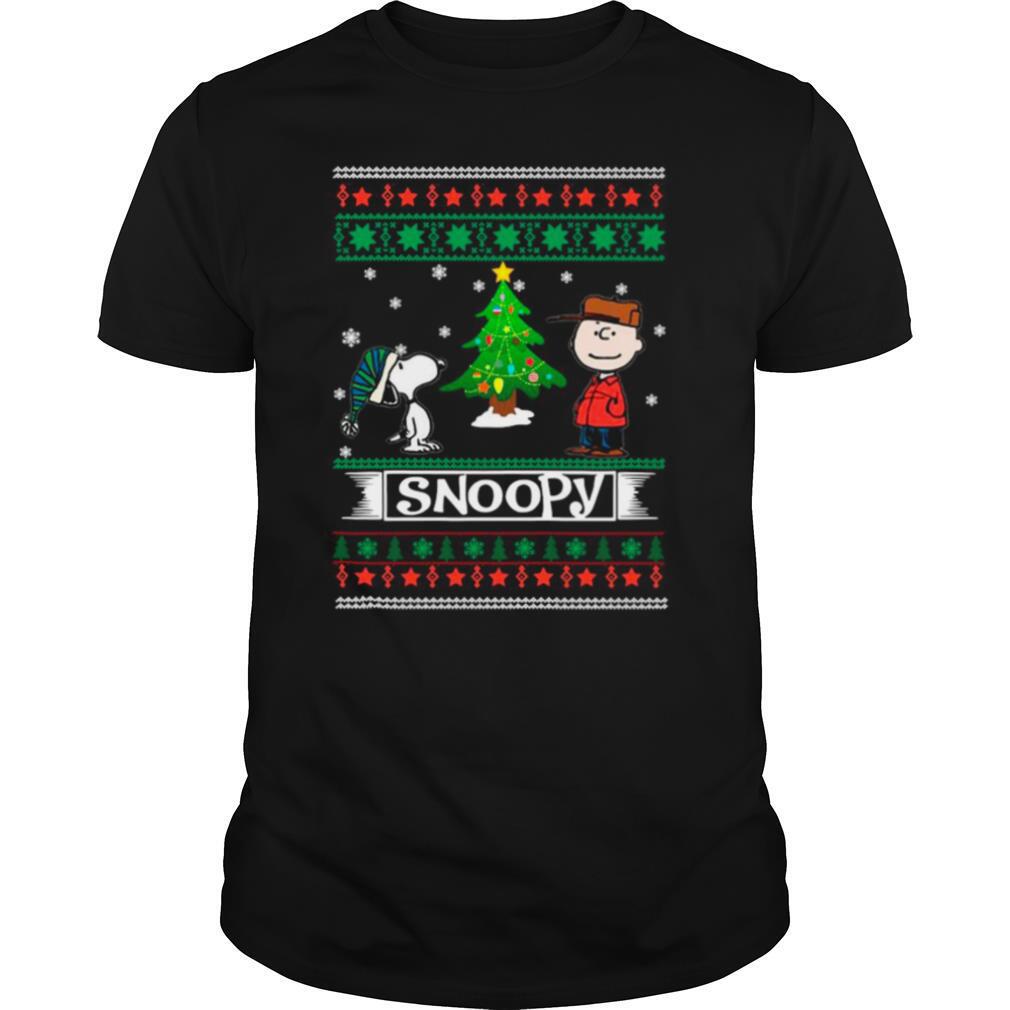 The Peanuts Charlie Brown And Snoopy Ugly Merry Christmas Tree shirt