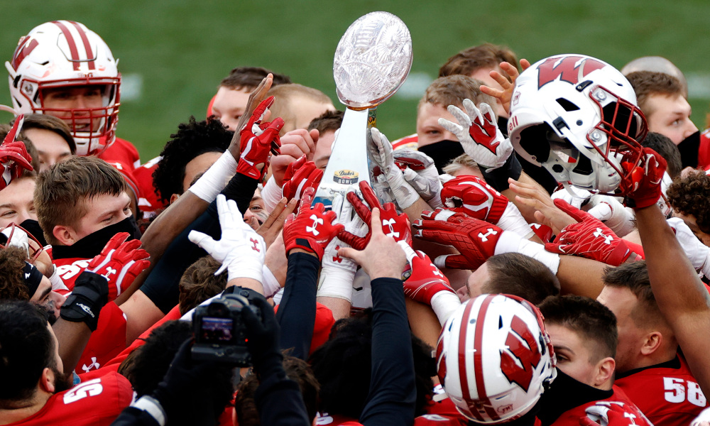 The Wisconsin football team shattered their Duke's Mayo Bowl trophy by accident
