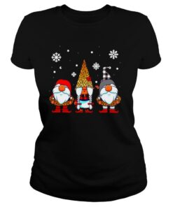 Three Gnomes In Leopard Print Buffalo Plaid Christmas Xmas shirt