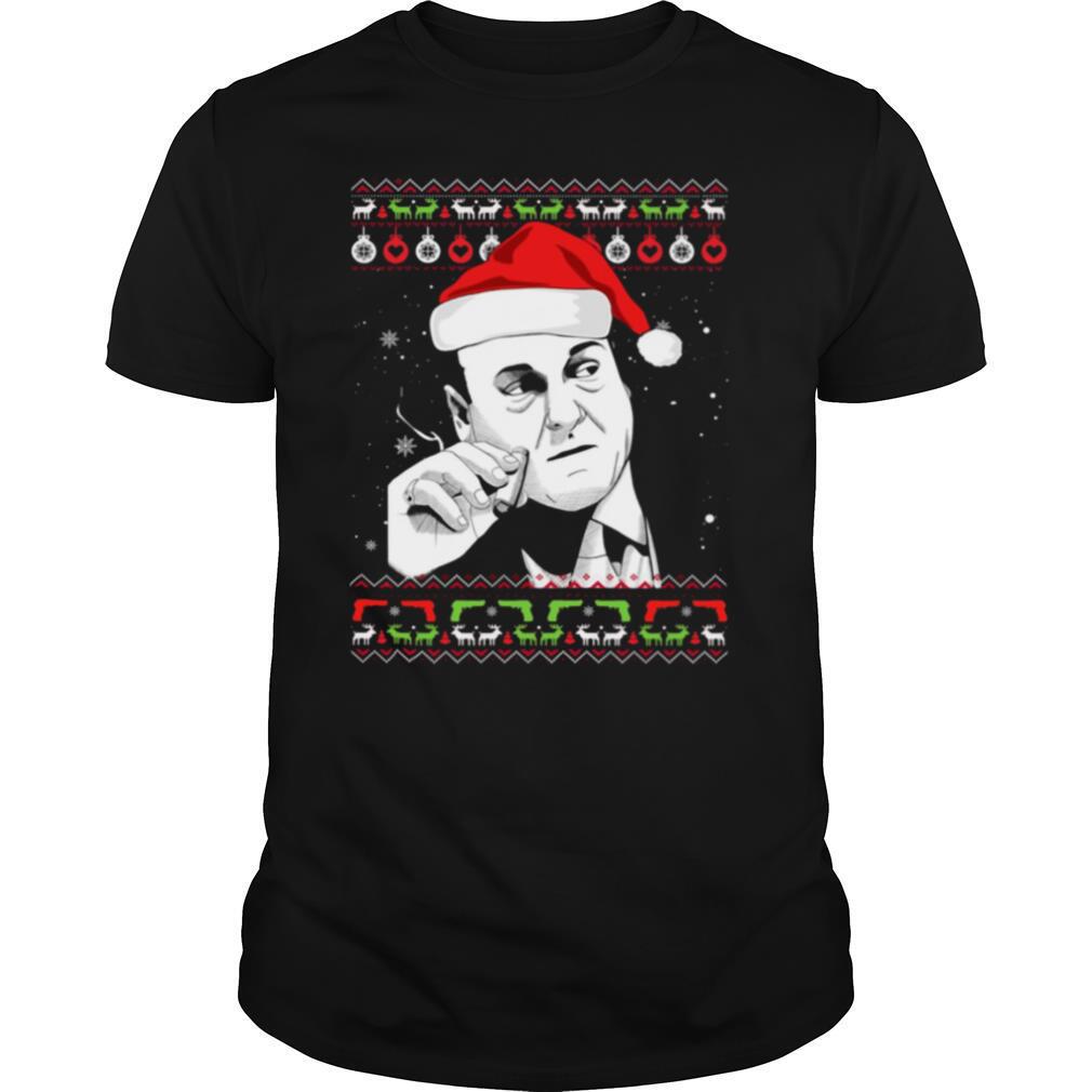Tony Soprano smoking Christmas ugly shirt