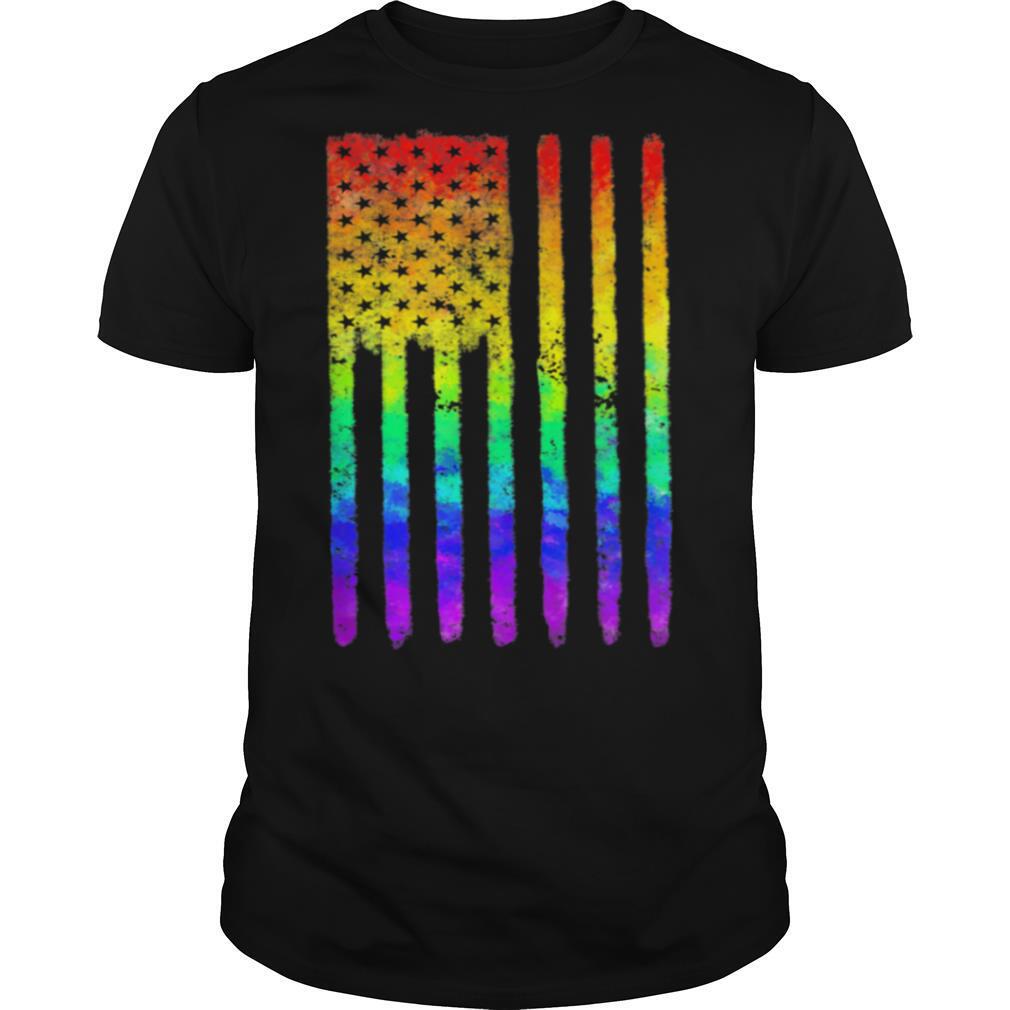 Unique Distressed Rainbow American Flag Gay Pride Patriot US shirt