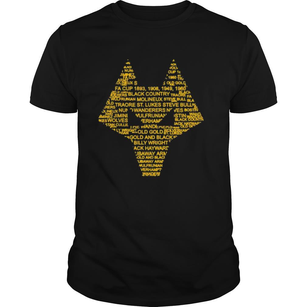 Wolverhampton England Gift Wolves Black Gold Word Cloud shirt