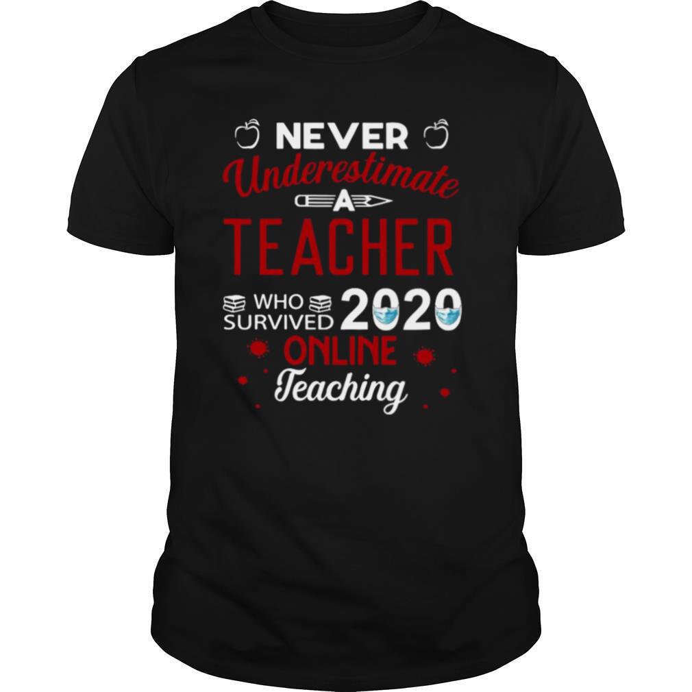 never underestimate a Teacher who survived 2020 face mask online teaching shirt