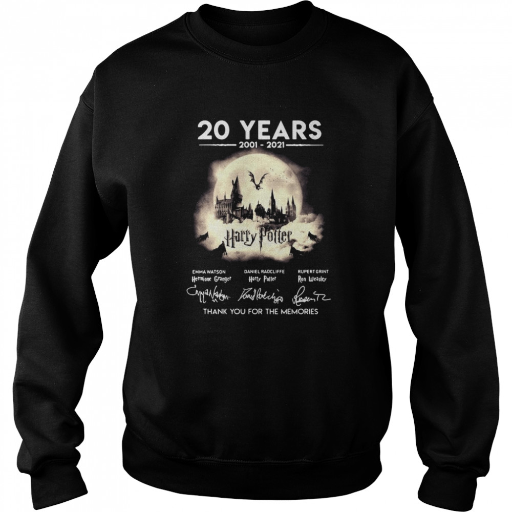 20 Years 2001 2021 Harry Potter Signatures Thank You For The Memories  Unisex Sweatshirt