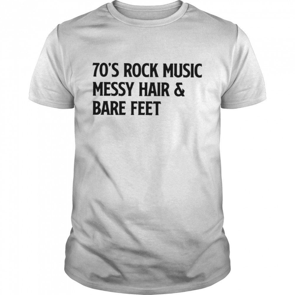 70s rock music messy hair and blue party shirt
