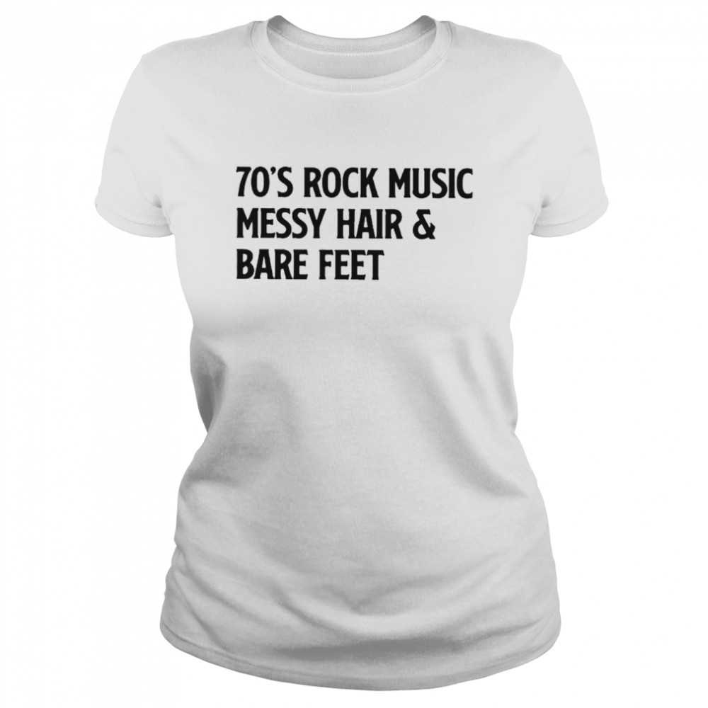 70s rock music messy hair and blue party Classic Women's T-shirt