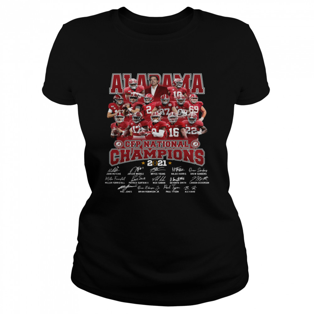 Alabama Crimson Tide CFP national Champions 2021 signatures Classic Women's T-shirt