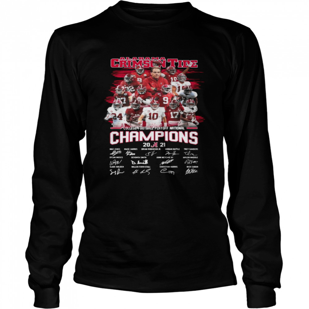 Alabama Crimson Tide College Football Playoff National Champions 2021 Signatures Long Sleeved T-shirt