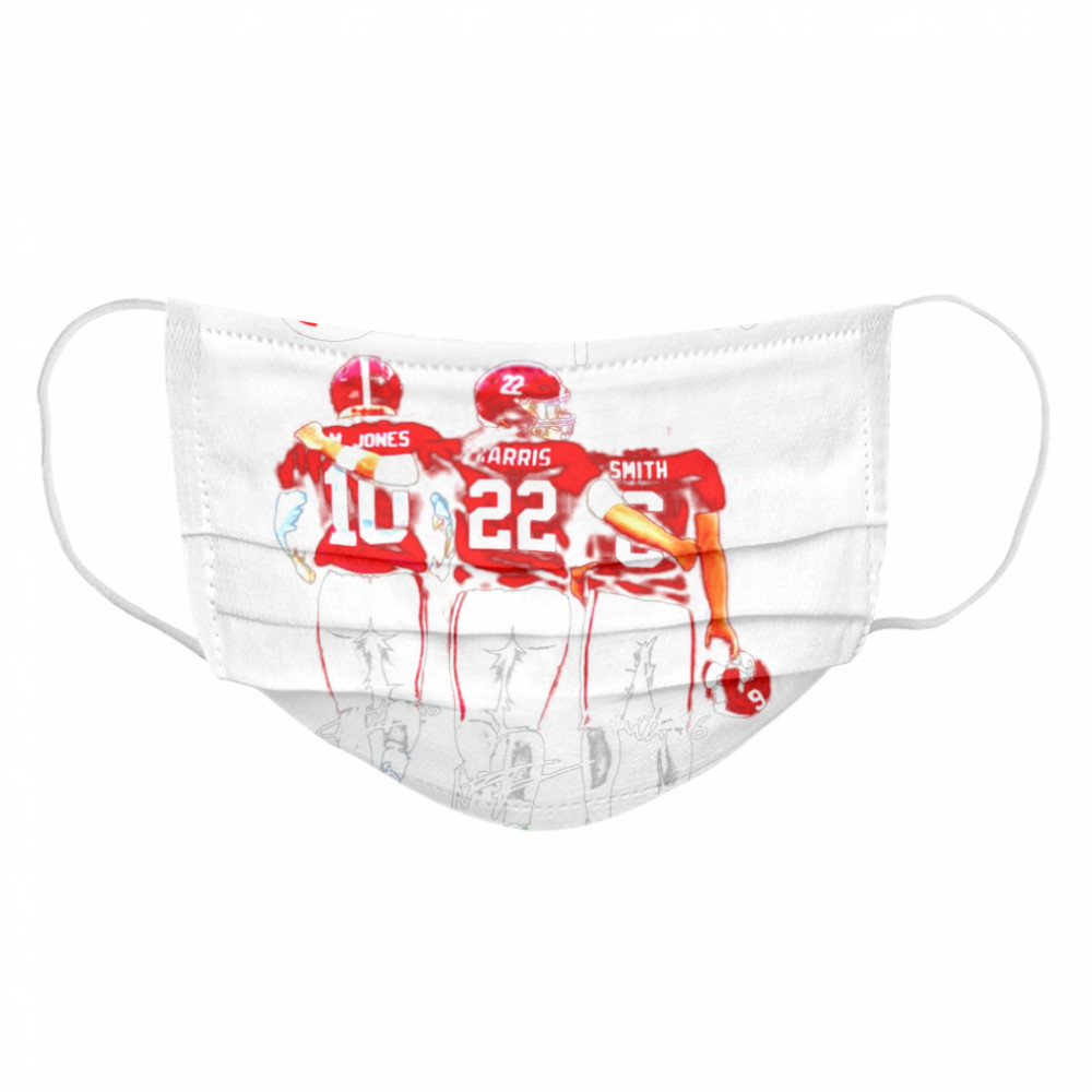 Alabama Crimson Tide Mac Jones Najee Harris and Devonta Smith Champions signatures Cloth Face Mask