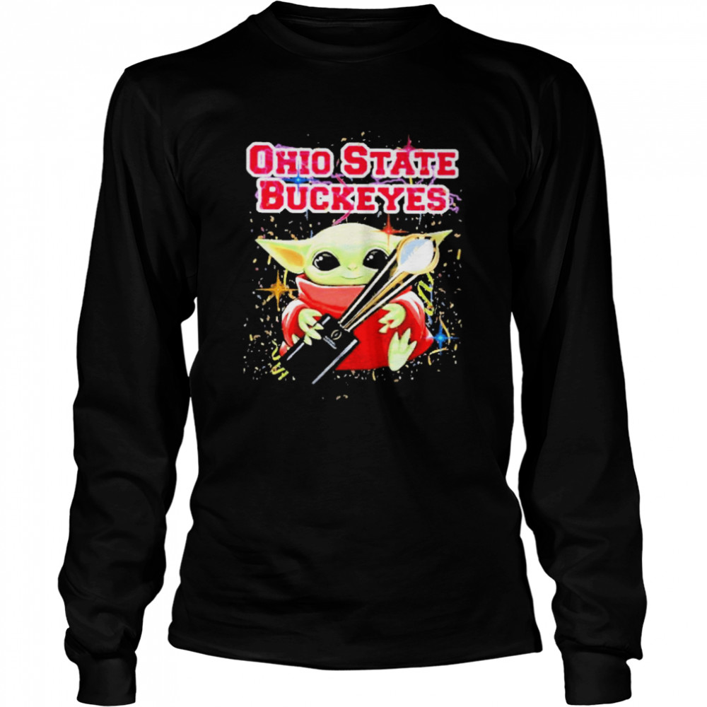 Baby yoda hug ohio state buckeyes 2021 Long Sleeved T-shirt