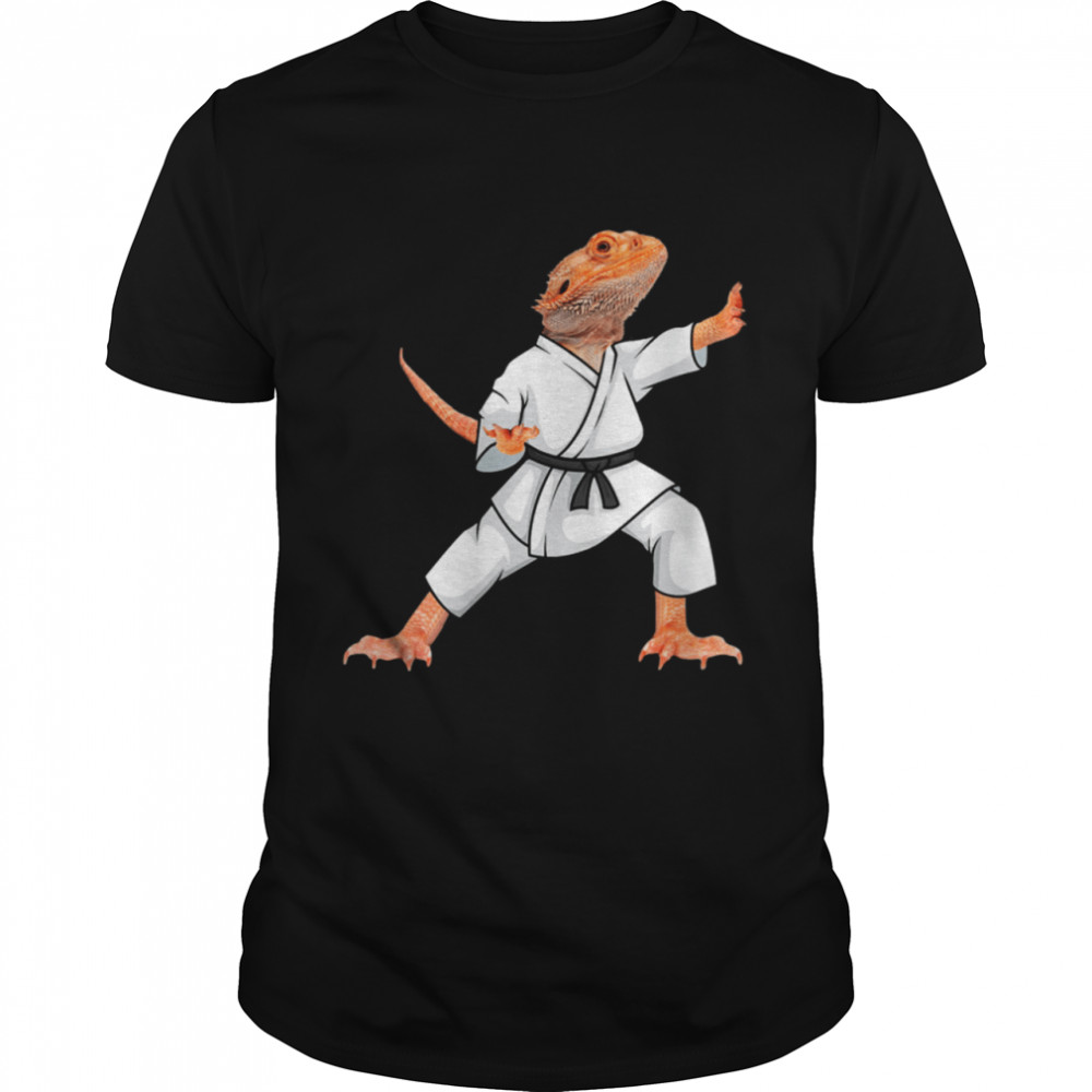 Bearded dragons doing Karate Samurai Ninja lizard shirt