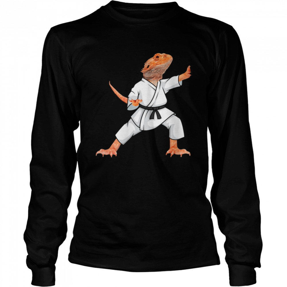 Bearded dragons doing Karate Samurai Ninja lizard Long Sleeved T-shirt
