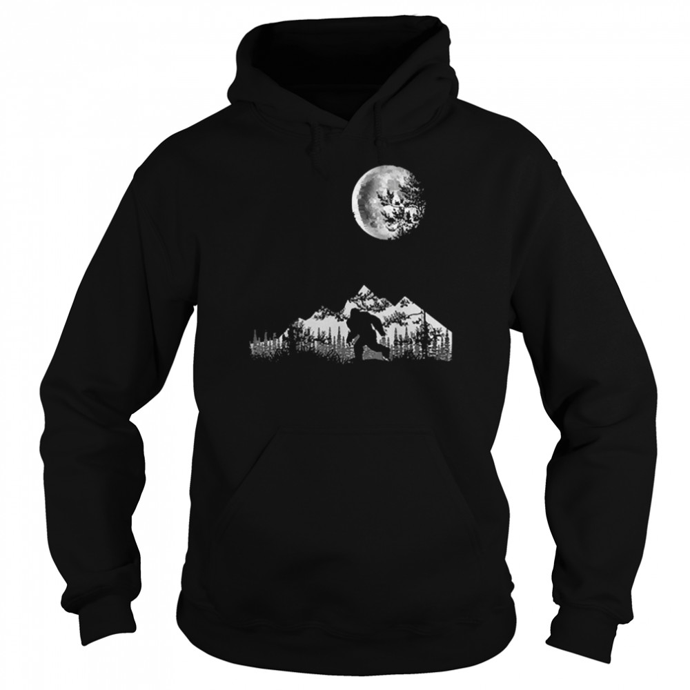 Bigfoot walking in the forest moon night sky sasquatch Unisex Hoodie