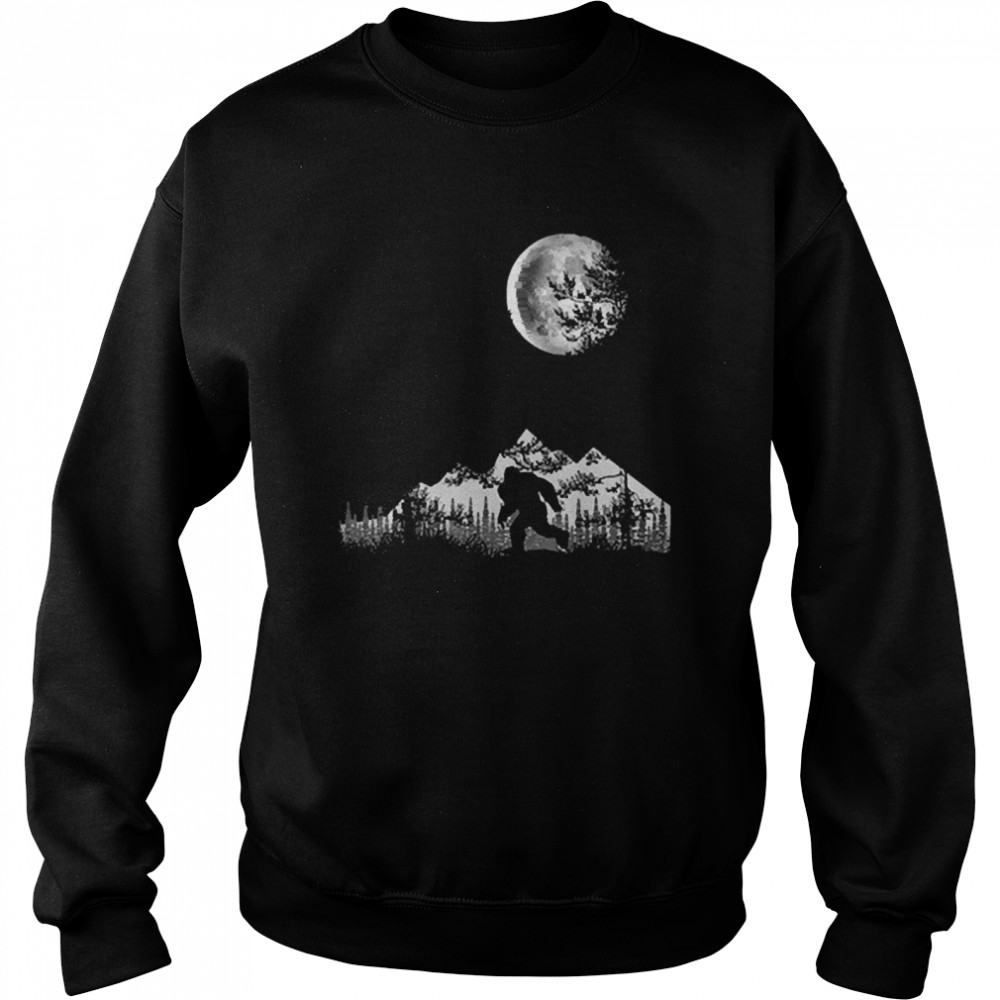 Bigfoot walking in the forest moon night sky sasquatch Unisex Sweatshirt