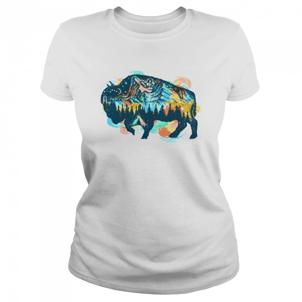 Camping bison watercolor Classic Women's T-shirt