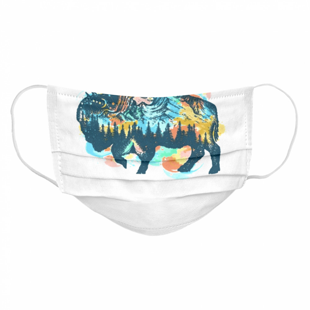 Camping bison watercolor Cloth Face Mask
