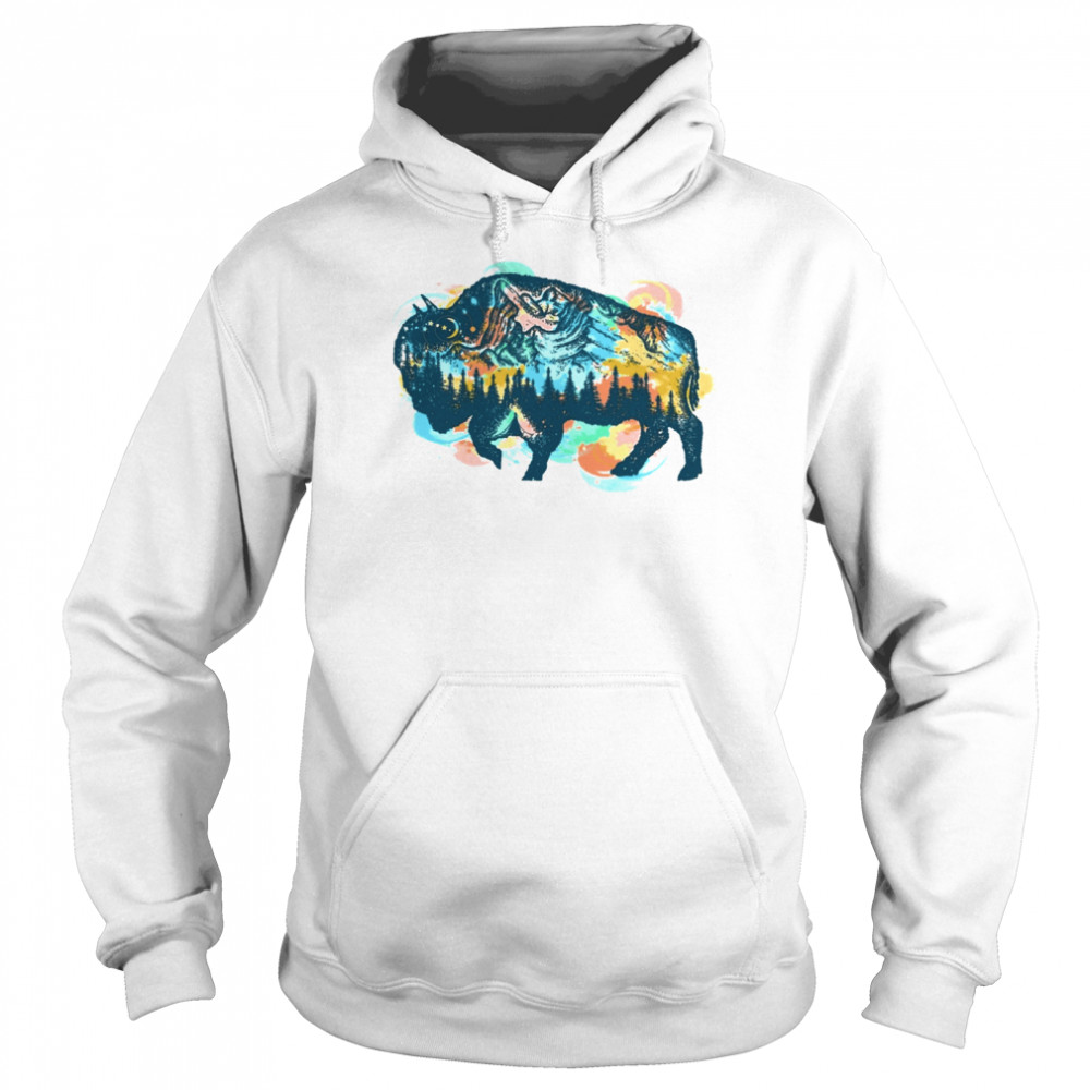 Camping bison watercolor Unisex Hoodie