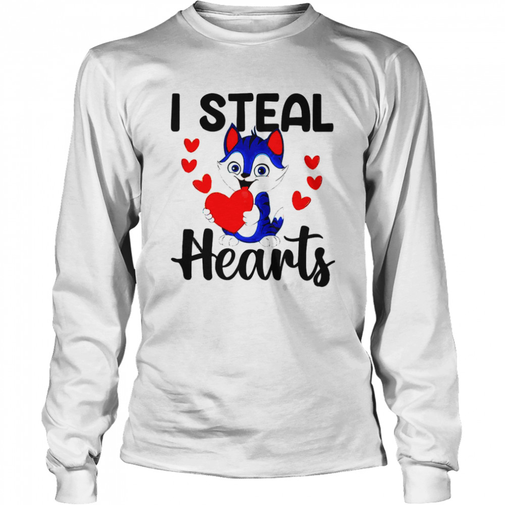 Cat I Steal Hearts Long Sleeved T-shirt