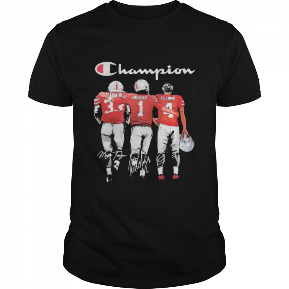 Champion League III Okudah Fleming Ohio State Buckeyes signatures shirt