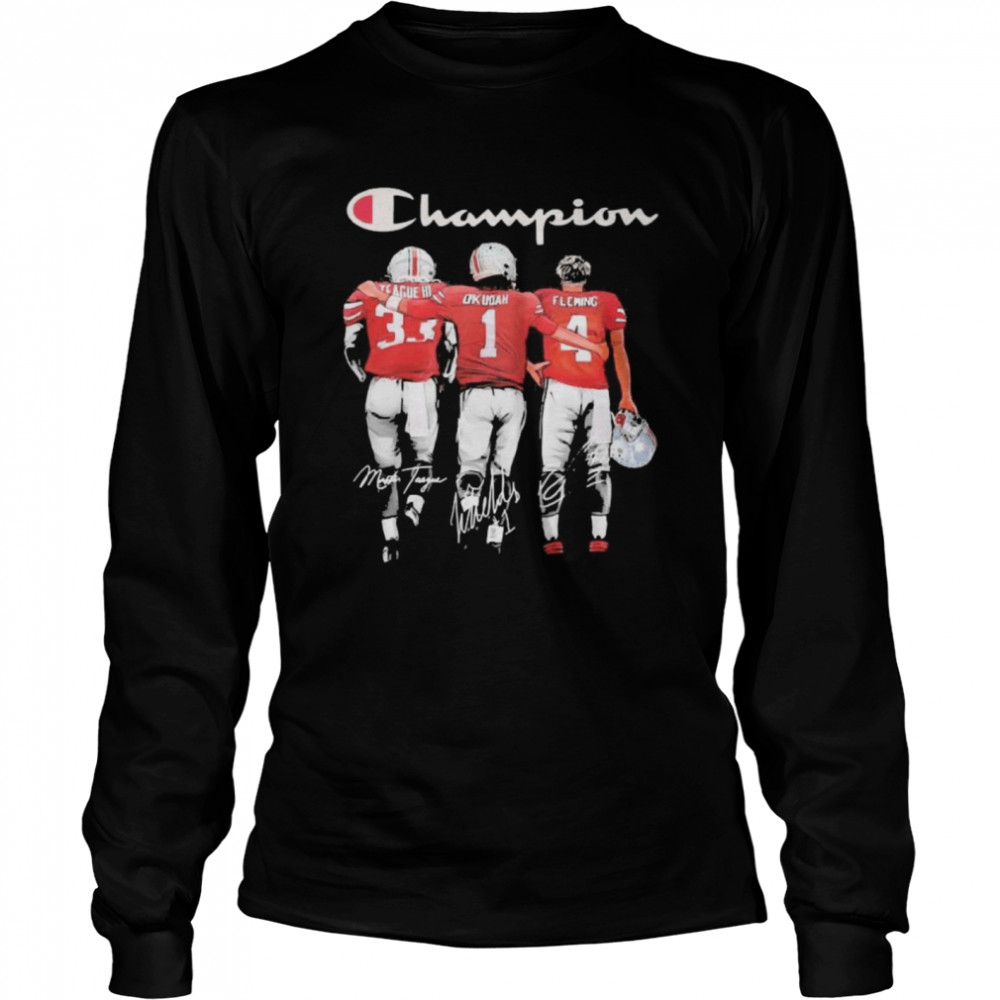 Champion League III Okudah Fleming Ohio State Buckeyes signatures Long Sleeved T-shirt