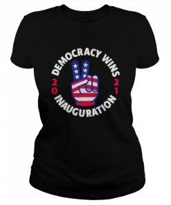 Democracy Wins Inauguration Biden Harris 2021 Hand American Flag  Classic Women's T-shirt
