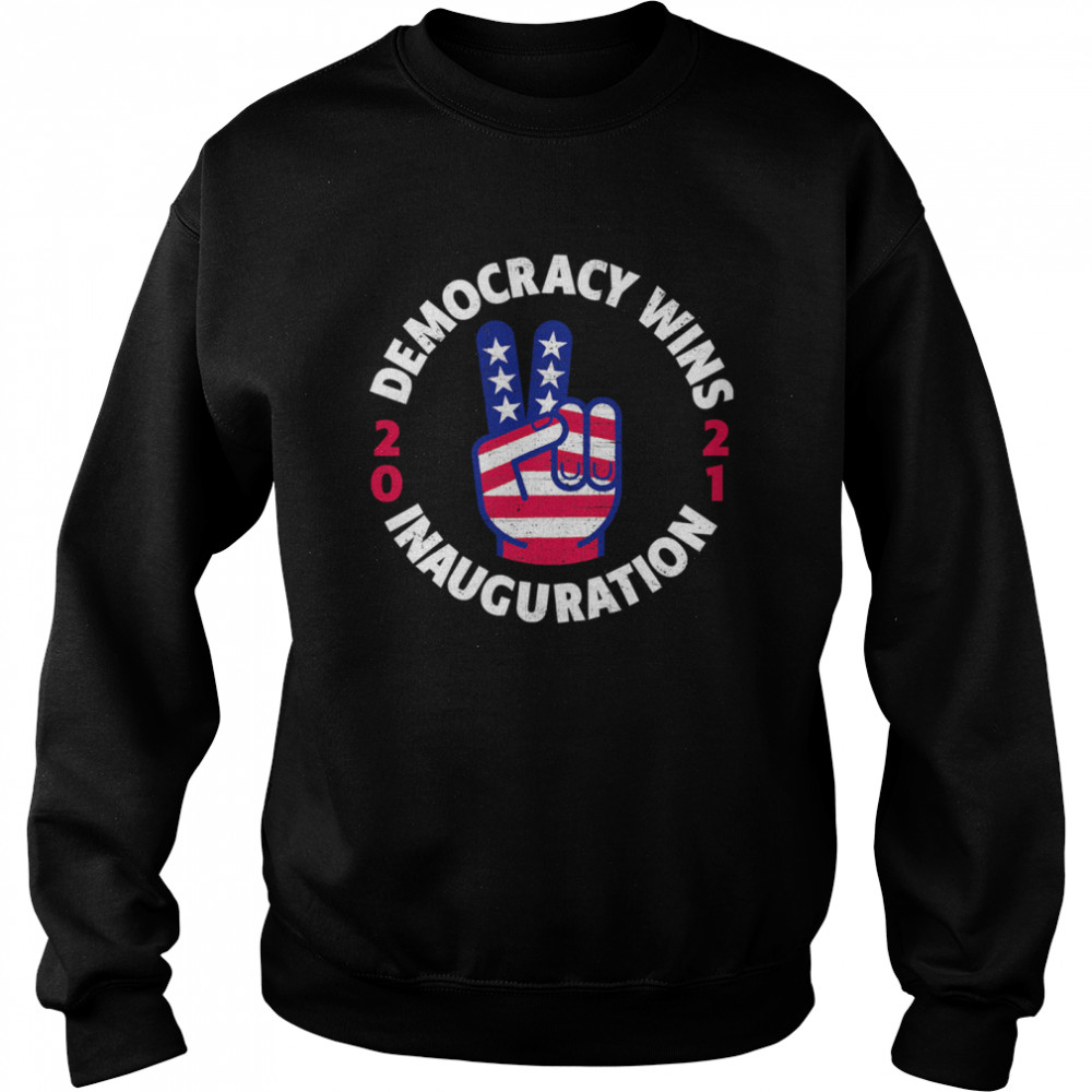 Democracy Wins Inauguration Biden Harris 2021 Hand American Flag Unisex Sweatshirt